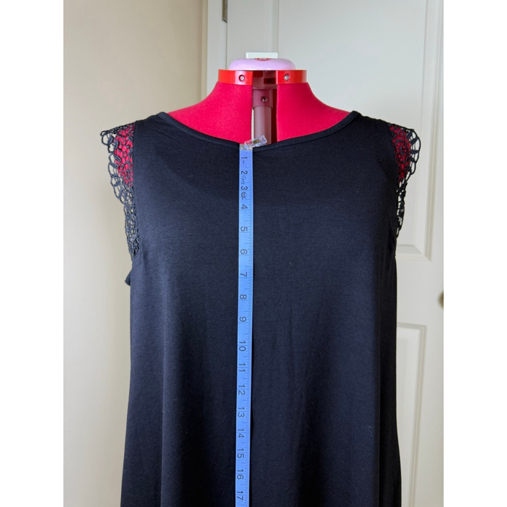 NWOT Women's Nina Leonard Black Lace Shoulder Sleeveless Dress XL - Picture 8 of 10